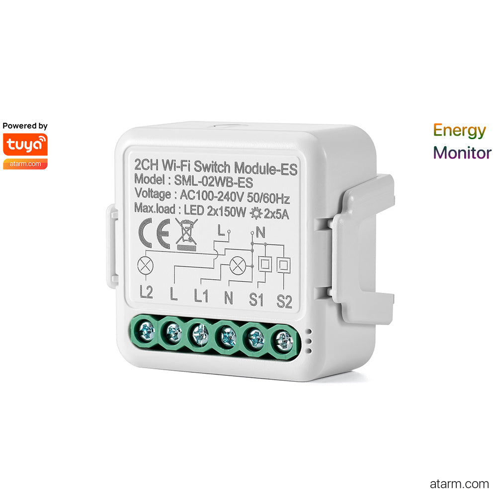 SML-02WB-ES 2CH Wi-Fi Switch Module - Energy Monitor